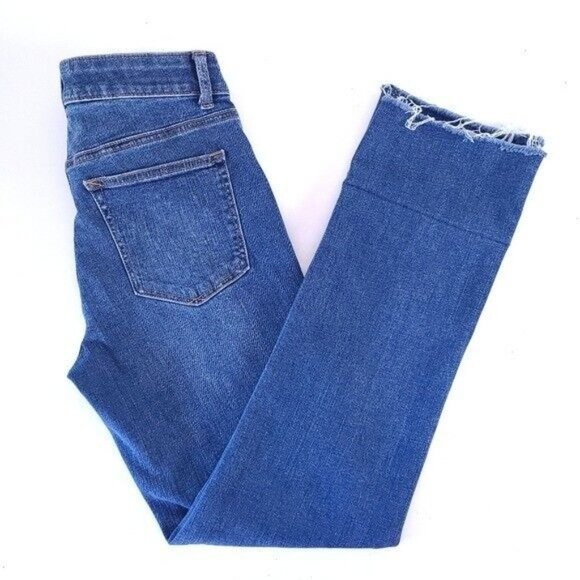 Talbots Womens Straight Leg Crop Blue Jeans Size 4 Raw Hem - Picture 3 of 8
